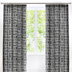 Football Pair of Pencil Pleat Curtains by Bedlam in Grey