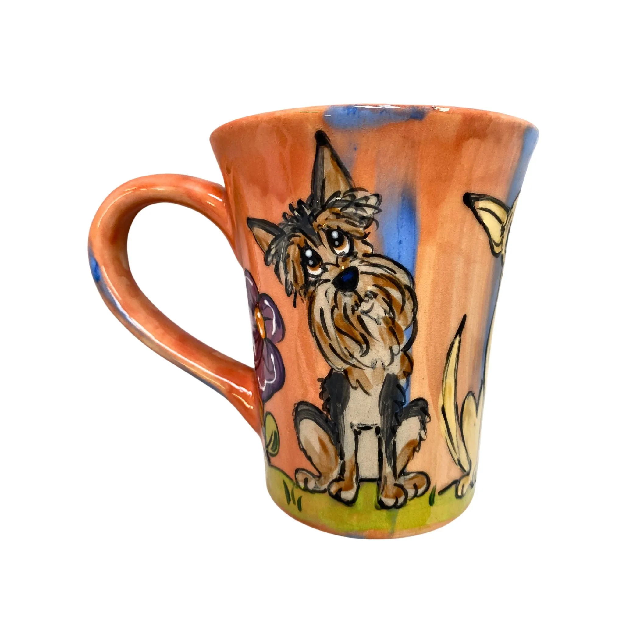 Garden Guardian Goblet: Yorkshire Terrier Handmade 12oz Ceramic Mug