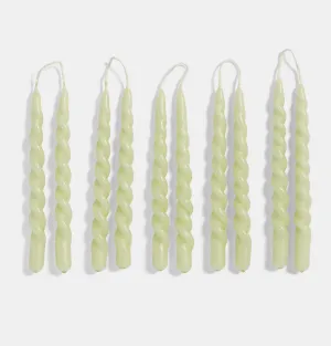 HAY Mini Swirl Candle in Light Green – Set of 10