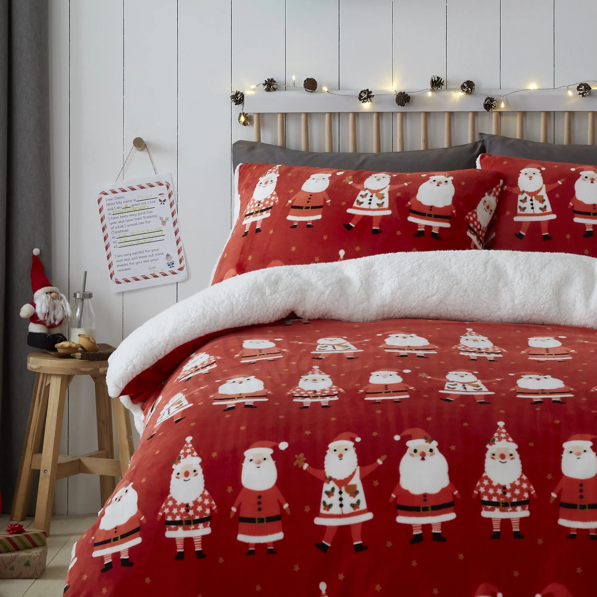 Jolly Santa Duvet Cover Set by Bedlam in Red