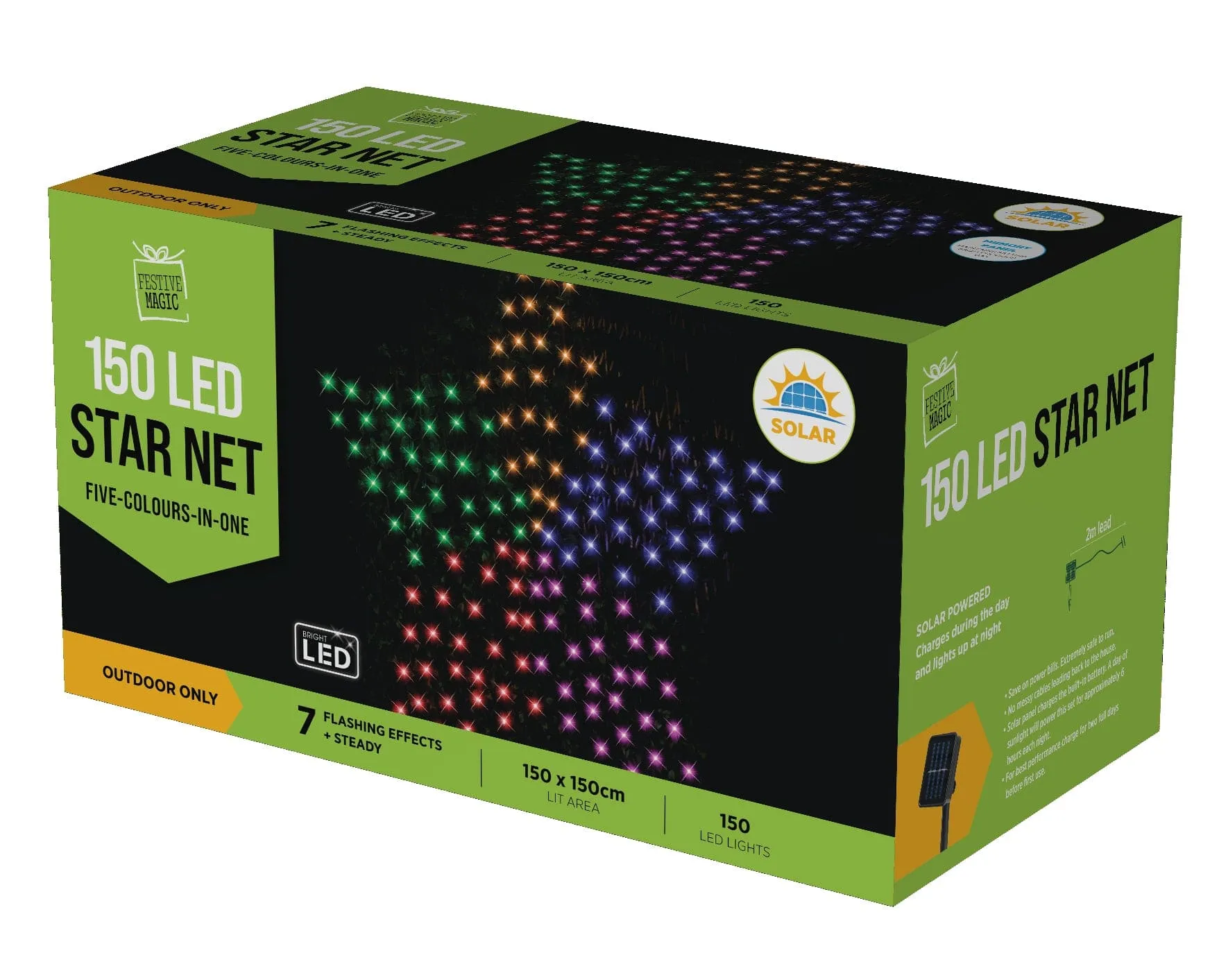 LED Solar Rainbow Star Net Light (150)