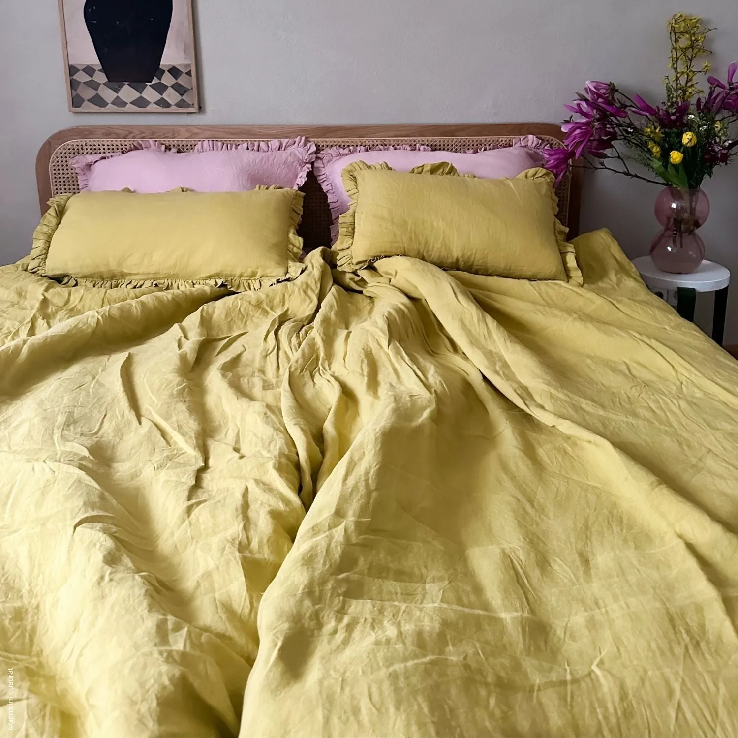 Lemon Curry Linen Duvet Cover Set