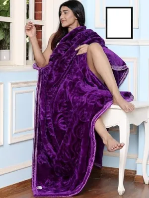 MAGICAL Super Soft and Warm Light Weight Double Bed Mink Blankets for Mild-Winter (Purple) 220cmx200cm.