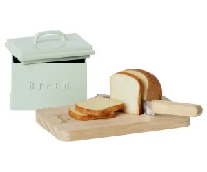 Miniature Bread Box with Cutting Board and Knife