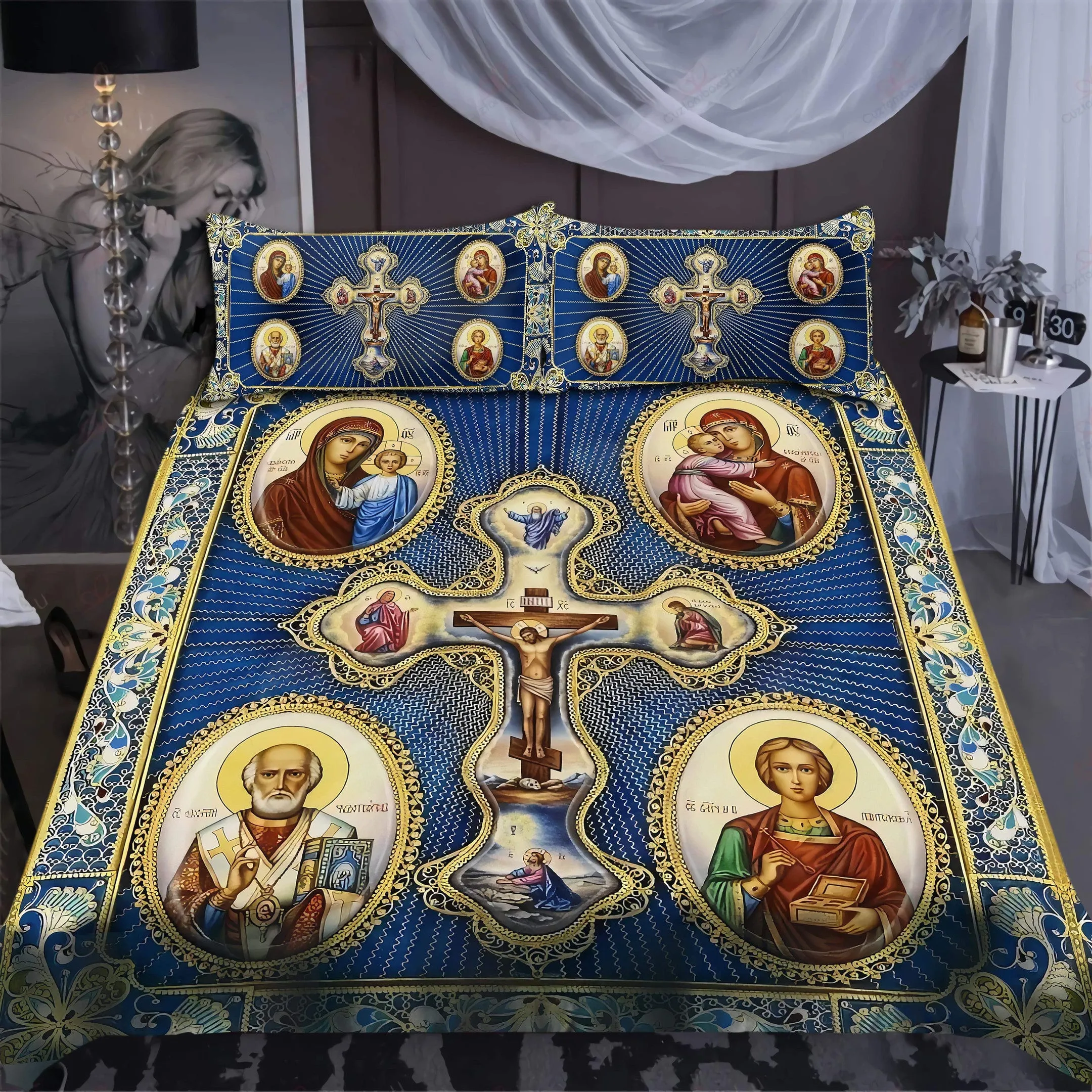 Mother Of God Jesus Bedding Set - Christian Bedding Sets