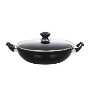 Non Stick Karahi With Glass Lid Black 34cm