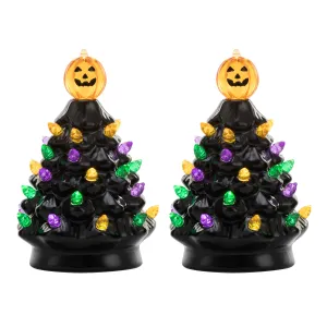 Set of 2 Mini Halloween Trees - Black