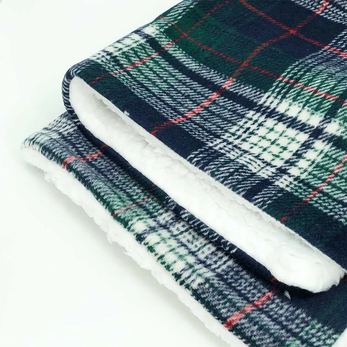 Sherpa Lined Pet Blanket in Blue & Green