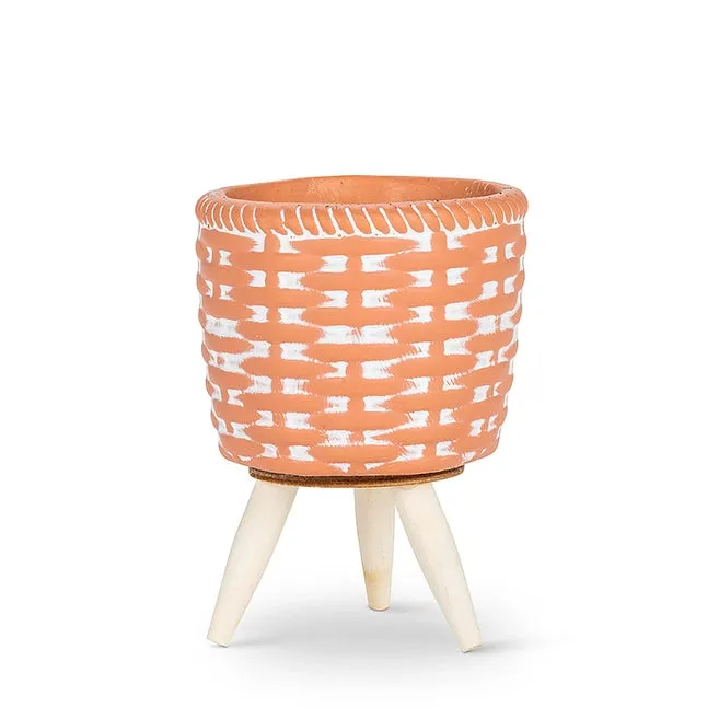 Small Woven Tripod Planter - Terracotta 4"H