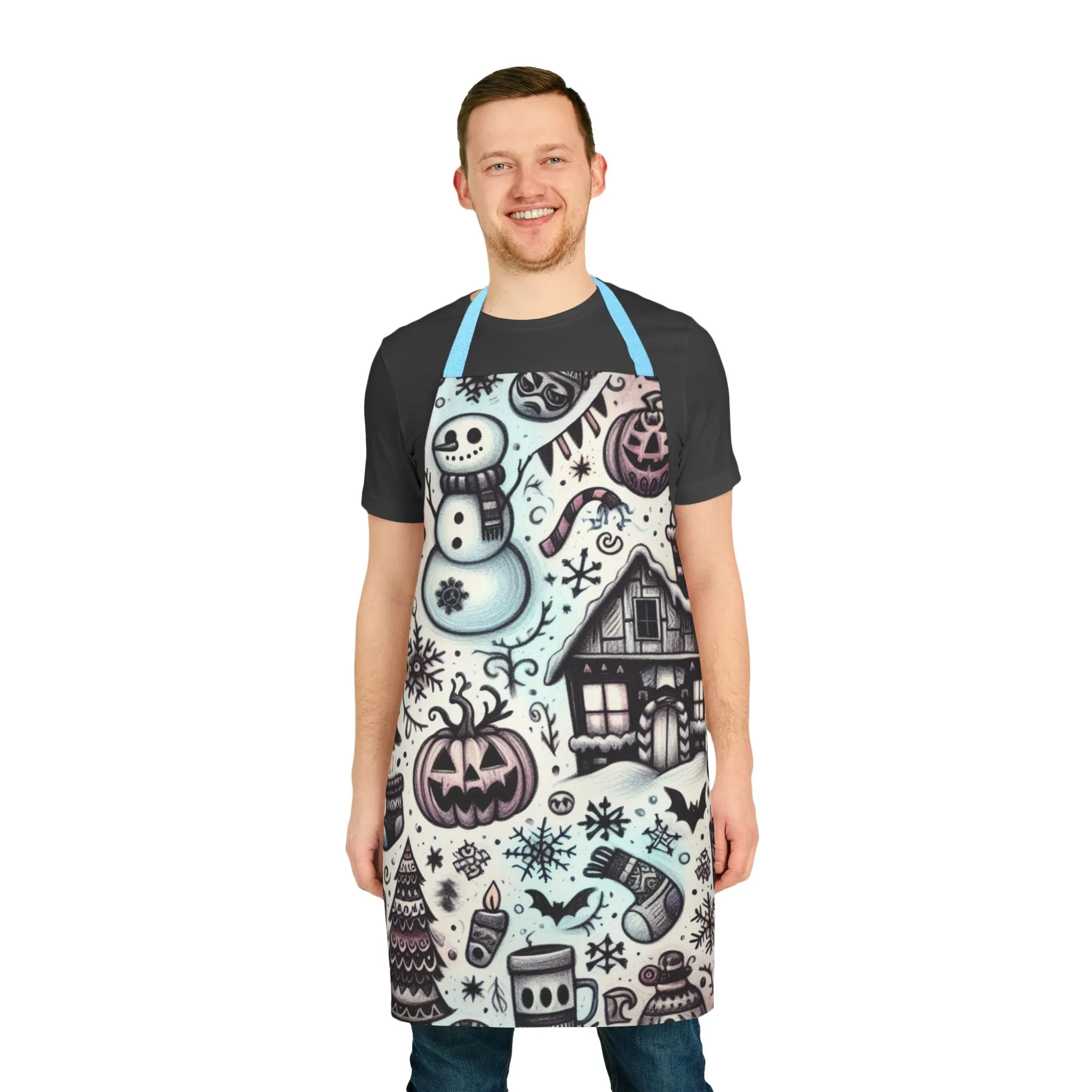 Spooky Snowy Scene - Apron, 5-Color Straps (AOP)