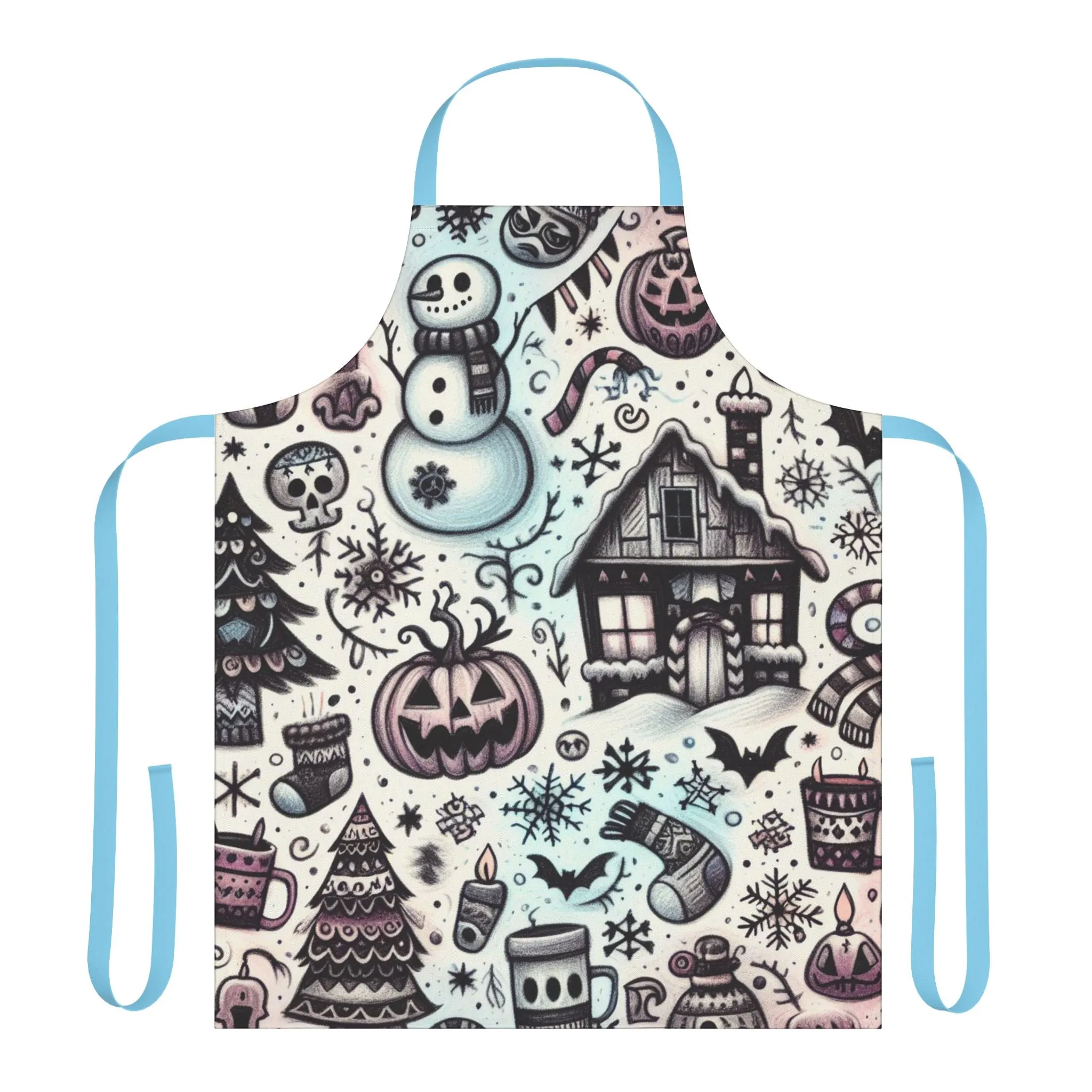 Spooky Snowy Scene - Apron, 5-Color Straps (AOP)