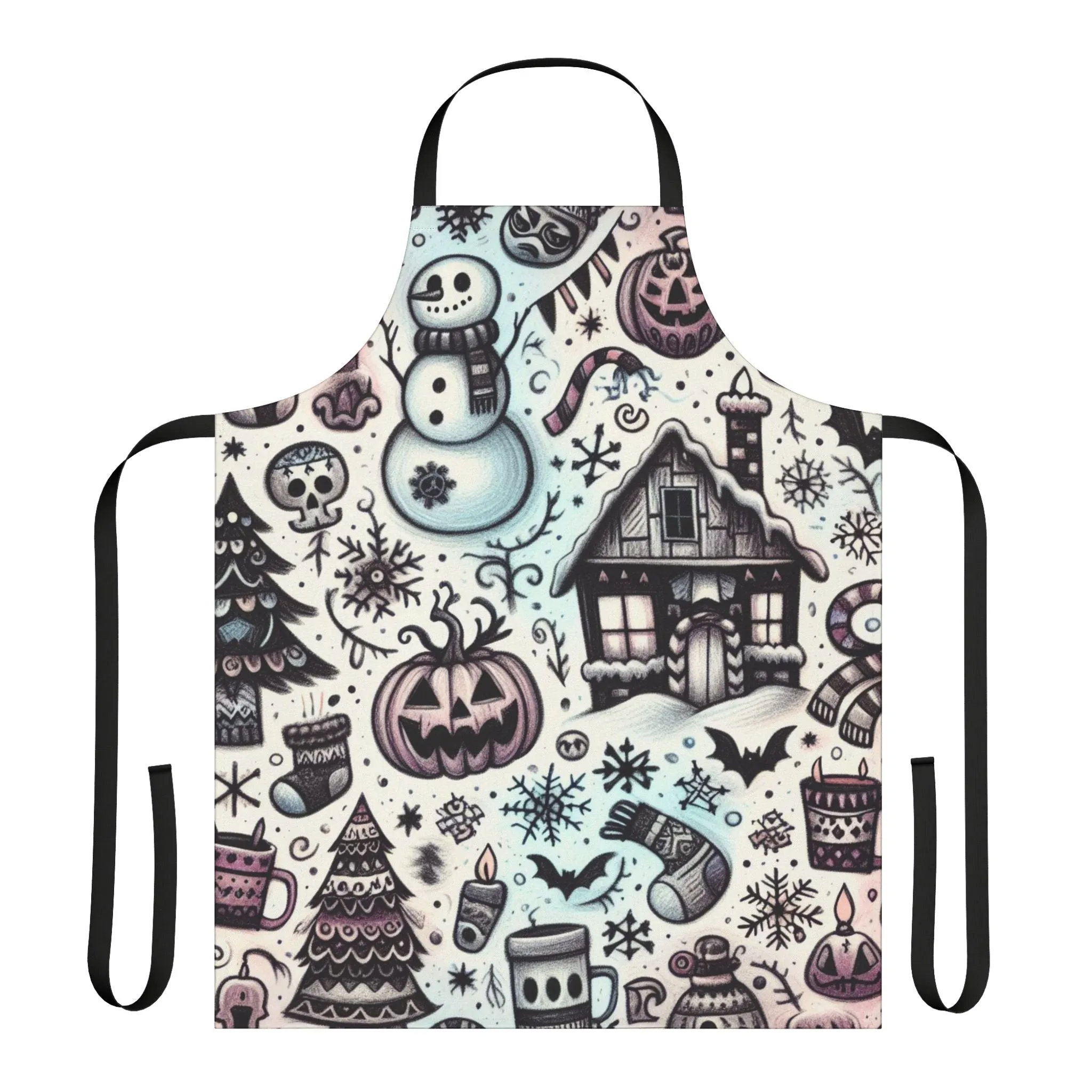 Spooky Snowy Scene - Apron, 5-Color Straps (AOP)