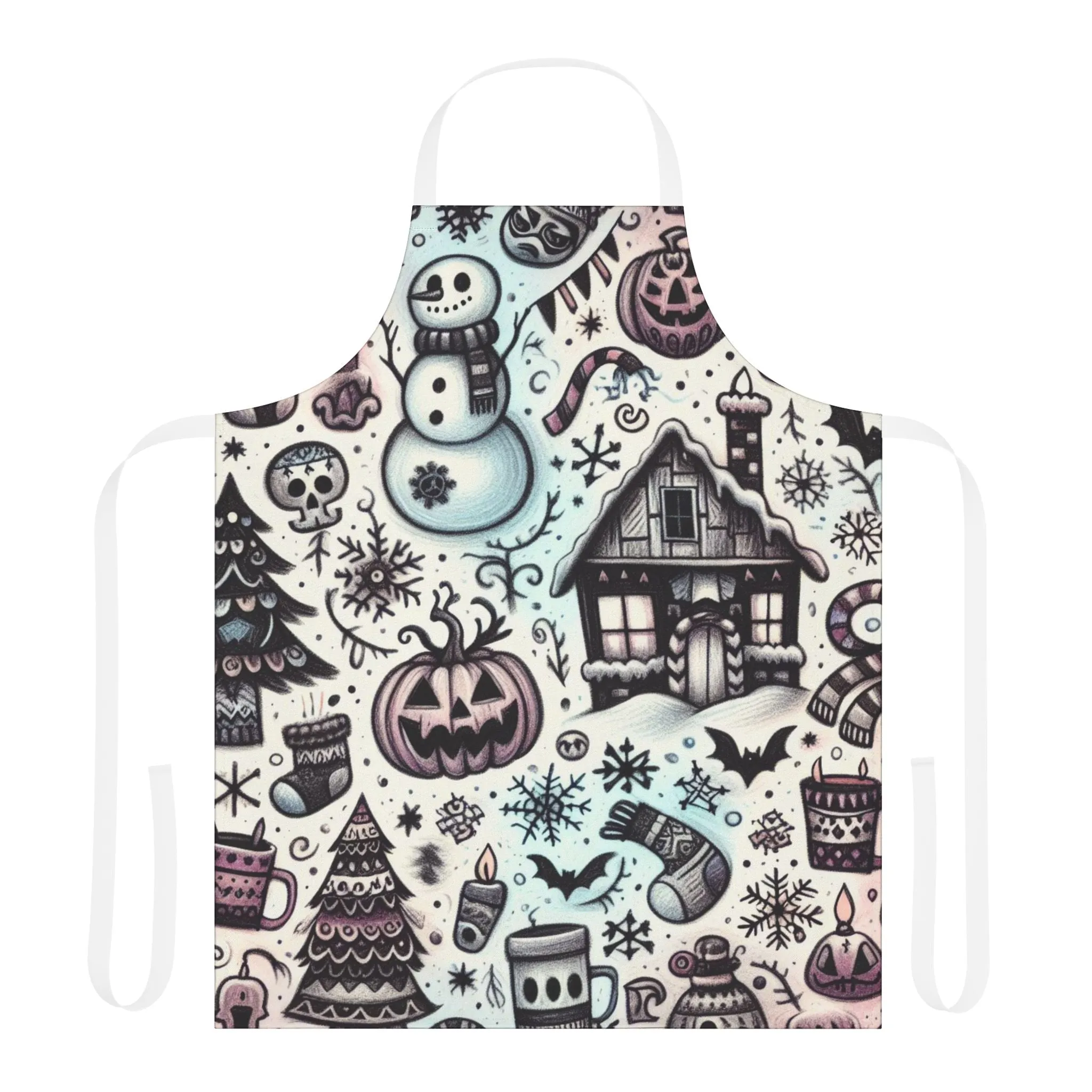 Spooky Snowy Scene - Apron, 5-Color Straps (AOP)