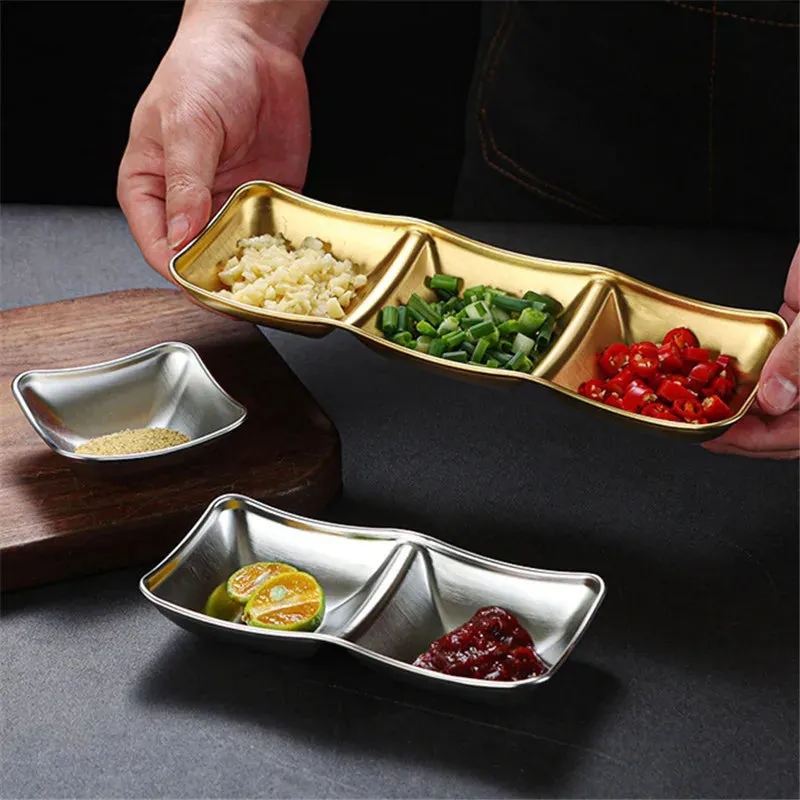 Stainless Steel Seasoning Dish Hot Pot Dipping Bowl Condiment Tray