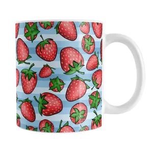 Strawberries on Blue Stripes Mug