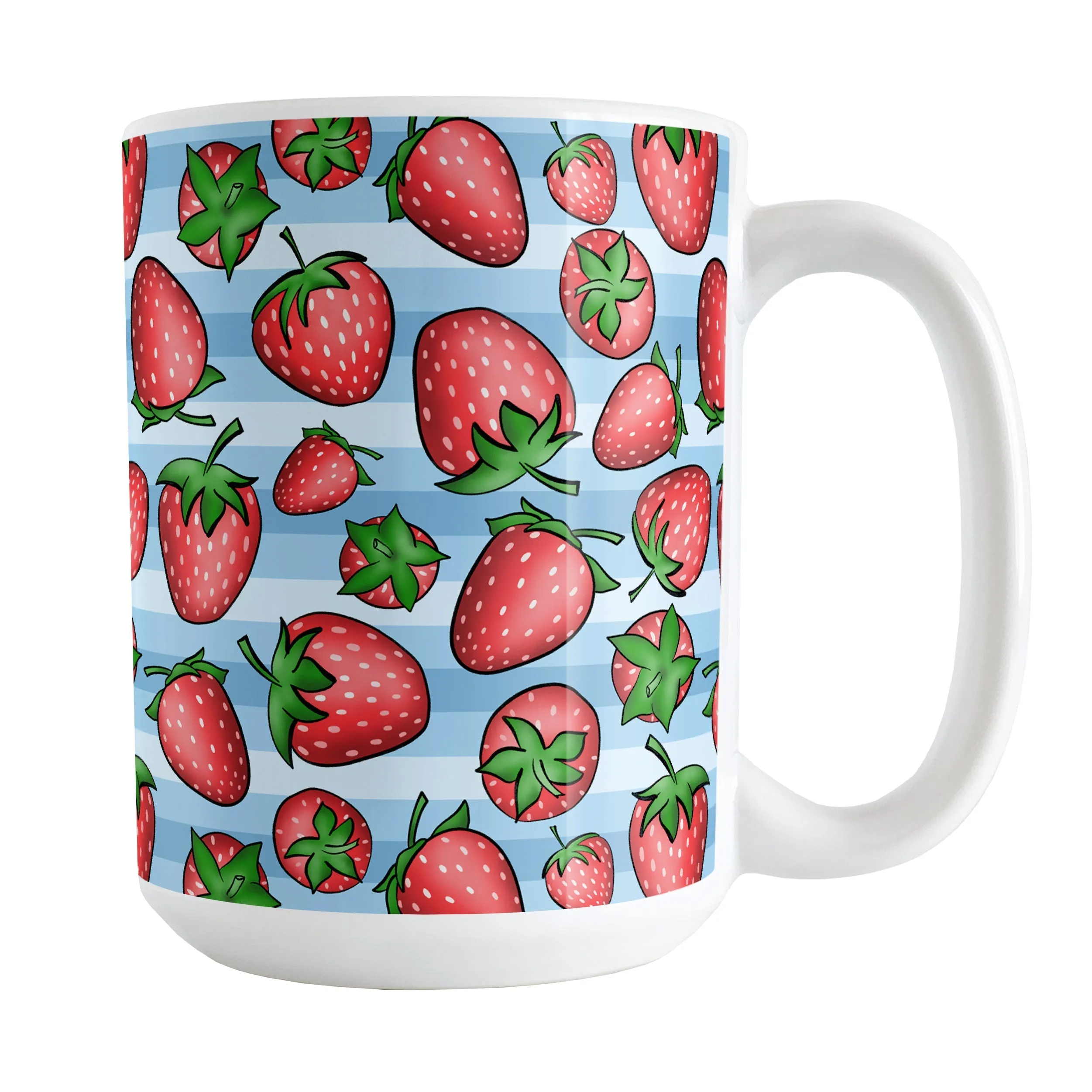 Strawberries on Blue Stripes Mug