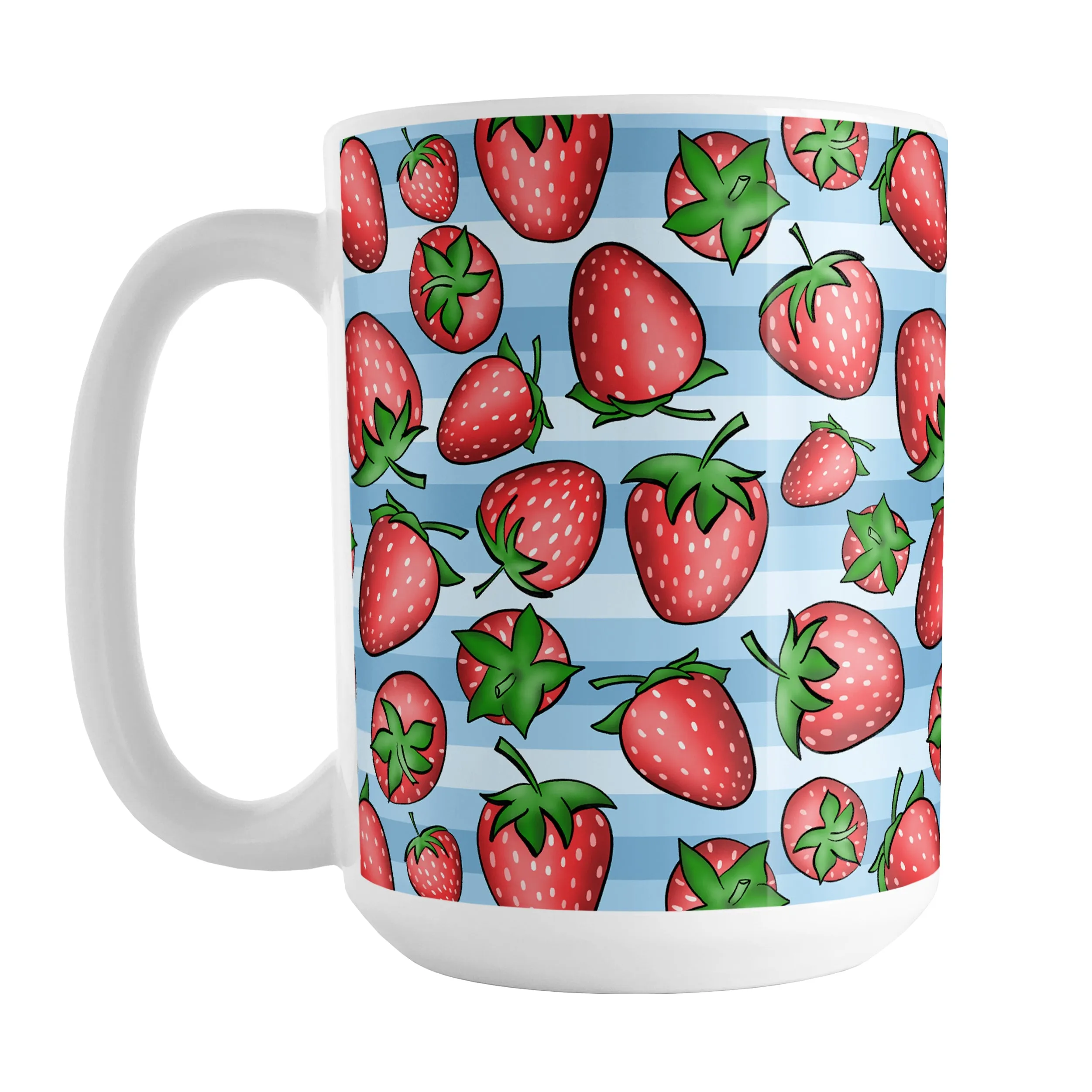 Strawberries on Blue Stripes Mug