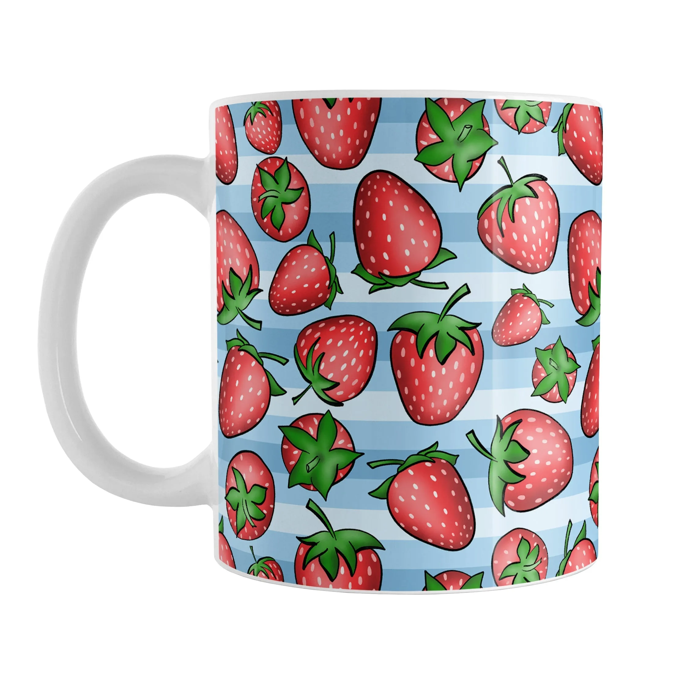 Strawberries on Blue Stripes Mug