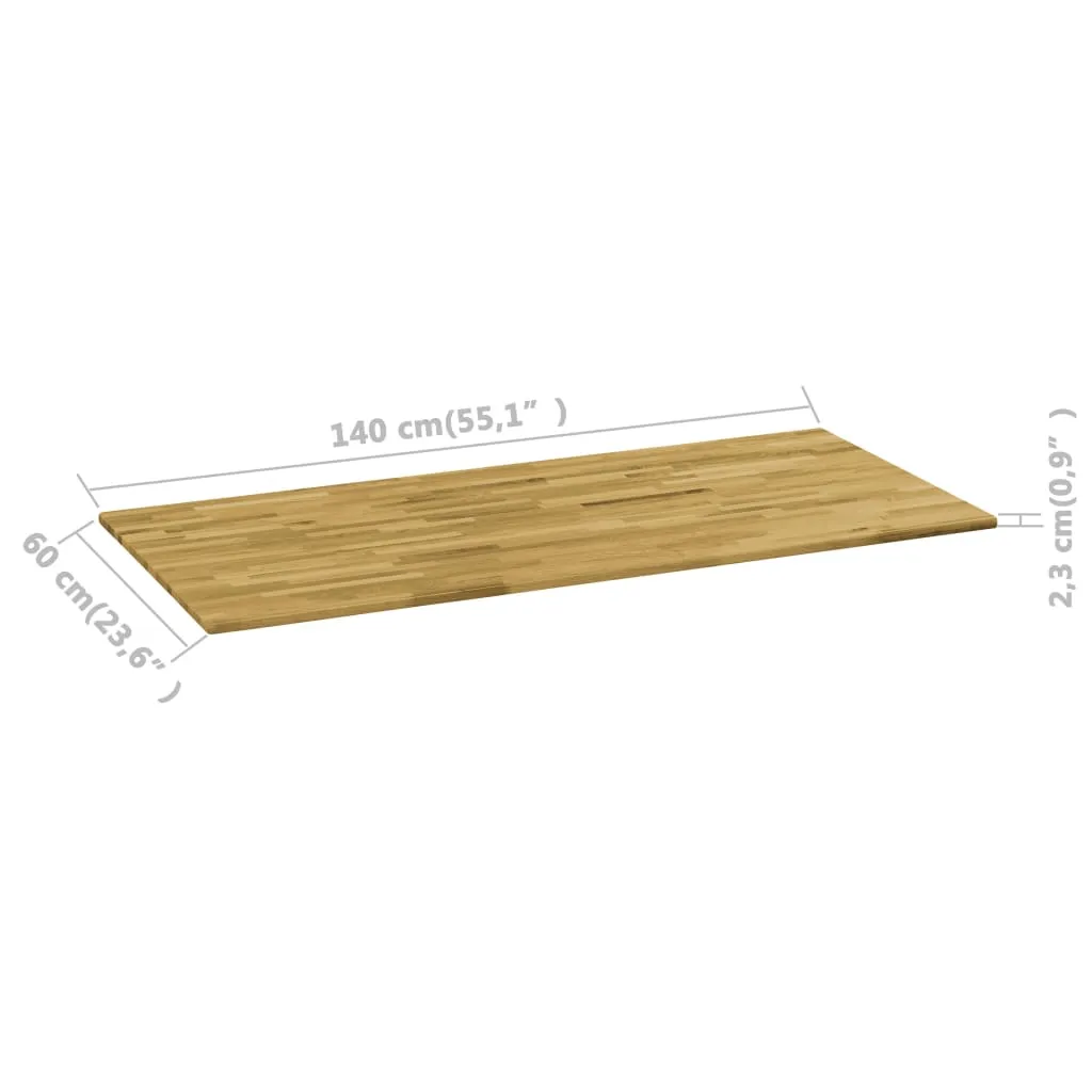 Table Top Solid Oak Wood Rectangular 23 mm 140x60 cm