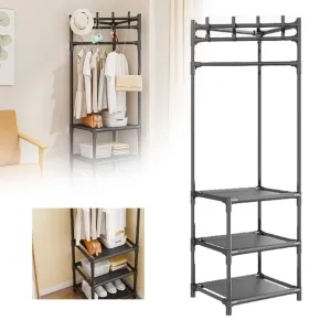 versatile Saving!  Standing Coat Rack Material Two Layer Corner Storage Floor Standing Coat Rack Entrance Hanger Suitable for Living Room Entrance Bedroom Vertical Coat Rack