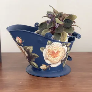 Vintage Coal Bucket - Blue Floral