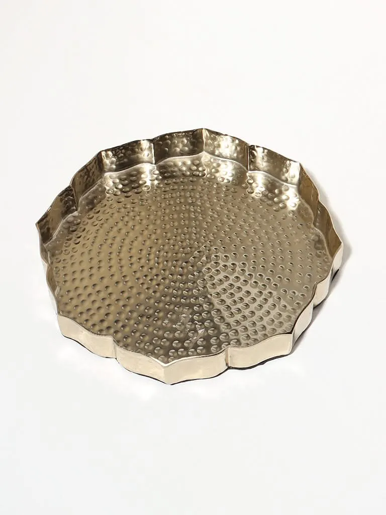 Westside Home Dull Gold Lotus Etching Tray