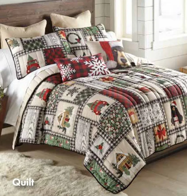 Winter Cottage Quilt Set - Queen